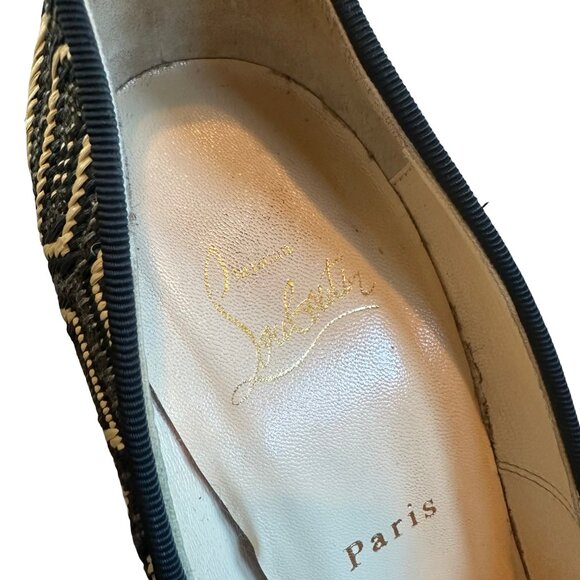 Christian Louboutin Daffodile Platform Pumps Heels Panama Geometrico Size 39 - Picture 14 of 16